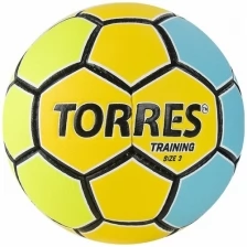 Мяч гандбольный TORRES Training арт.H32153, р.3, ПУ, 4 подкл. слоя, желто-голубой